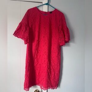 Ann Taylor Women’s Lace Shift Dress -size 14 in red/pink